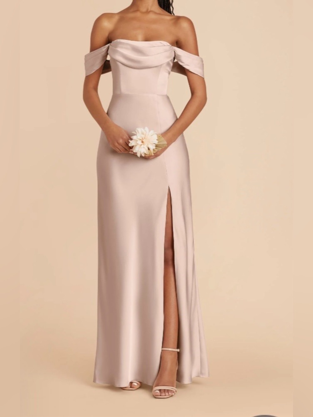 Birdy Grey Mia Dress Gown Matte Satin Taupe Size‎ M Convertible Bridesmaid NWT